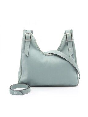 Hermes Shoulder Bag Masai Cut 32 Blue Green Leather Calf Aqua